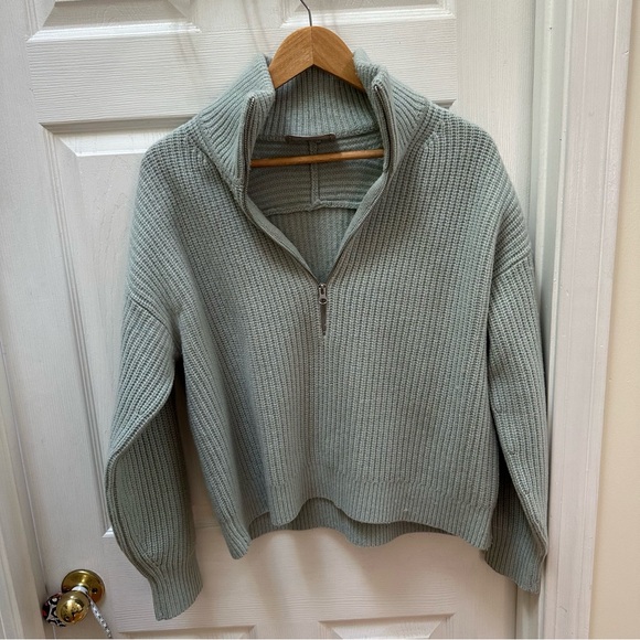 Everlane Ribbed Half-Zip Sweater wool quarter zip collared m medium - Picture 2 of 7